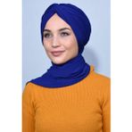 Nowa Scarf Şallı Düğüm Bone Saks Mavisi