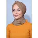 Nowa Scarf Şallı Düğüm Bone Taba