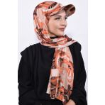 Nowa Scarf Şapkalı Desenli Şal Portakal