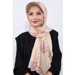Nowa Scarf Şapkalı Desenli Şal Tavuskuşu