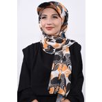 Nowa Scarf Şapkalı Desenli Şal Turuncu