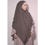 Nowa Scarf Sufle Hazır Peçeli Üç Katlı Şifon Şal Vizon