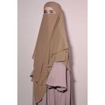 Nowa Scarf Sufle Khimar Peçeli Üç Katlı Şifon Şal Taba