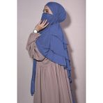 Nowa Scarf Sufle Khimar Tesettür Peçeli Şal İndigo