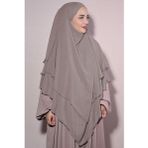 Nowa Scarf Sufle Khimar Tesettür Peçeli Şifon Şal Açık Vizon