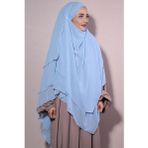 Nowa Scarf Sufle Khimar Tesettür Peçeli Şifon Şal Bebe Mavisi
