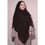 Nowa Scarf Sufle Khimar Tesettür Peçeli Üç Katlı Şifon Şal Kahverengi