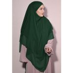 Nowa Scarf Sufle Khrimar Tesettür Peçeli Üç Katlı Şifon Şal Zümrüt Yeşili