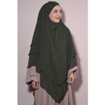 Nowa Scarf Sufle Üç Katlı Şifon Hazır Peçeli Tesettür Şal Haki Yeşili