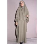 Nowa Scarf Tesettür Elbise Sufle İkili Takım Krem