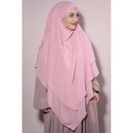 Nowa Scarf Tesettür Hazır Peçeli Üç Katlı Şifon Sufle Pudra Pembesi