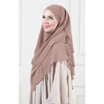 Nowa Scarf Tesettür Orta Boy Sufle Khimar Peçeli Hazır Şal Bronz