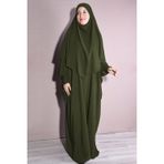 Nowa Scarf Tesettür Şal Ve Elbise İkili Takım Haki Yeşili