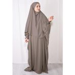 Nowa Scarf Tesettür Şal Ve Elbise İkili Takım Vizon