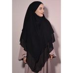 Nowa Scarf Tesettür Şifon Sufle Hazır Peçeli Siyah