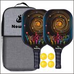 NOWCITY Pickleball kürekler grafit pickleball kürek seti hafif doku yüzey polimer petek çekirdek pickleball raket minderi rahat kontur kavrama düşük profil kenar koruması pickleball raketi