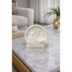 Nox Atelier Ramazan Temalı Dekoratif Gold Detaylı Kabartma Soya Mum - Kandil Dini Özel Gün Müslüman Hediyelik - Beyaz