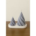 Nox Atelier Spiral Tasarım Doğal Soya Wax Dekoratif Mum 2’li Set (12 cm & 9 Cm) – Minimalist & Hediyelik - Gri