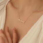 Nox Jewelry 14 Ayar Mikron Kaplama Kemal Atatürk İmza Gümüş Kolye - CN00241 - Gold