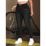 Noxter Kadın Büyük Beden Denim Pantolon Yüksek Bel Slim Fit %98 Pamuk Mor Renkli - Füme - 44