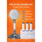 NOY Duş Başlığı Filtreli Duş Başlığı Seti Kireç Önleyici Arıtmalı Duş Filtresi + 3 Yedek Filtre