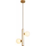 Noya Lighting Tekli Sarkıt Avize - Traverten Avize - 2 Başlıklı Rustik Taş Avize - Bohem Tarz Avize 25*150CM - Kum Beji