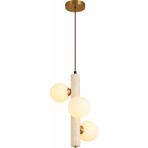 Noya Lighting Tekli Sarkıt Avize - Traverten Avize - 3 Başlıklı Rustik Taş Avize - Bohem Tarz Avize 25*150CM - Krem