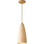 Noya Lighting Tekli Sarkıt Avize - Traverten Avize - Taş Avize - Modern Avize Modelleri Bej Krem Avize -11CM