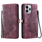 Noyabox Xiaomi Redmi Note 14 5 g için deri kılıf, cep telefonu kılıfı, 3 kart bölmeli katlanır kılıf, stantlı, ayçiçeği totemi kapaklı kılıf, Xiaomi Redmi Note 14 5 g için, şarap kırmızısı