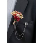 Noyan Group Özel Kutulu Kırmızı-sarı Renk Kuru Çiçek Damat Yaka Çiçeği