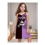 npLStore Çocuk Kuromi Baskılı Çift Renk Askılı Çan Elbise