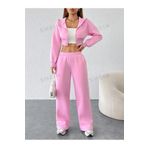 npLStore Kadın Büyük Beden Crop Fermuarlı Hırka Sweat Ve Eşofman Takımı