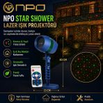 NPO SH01 Star Shower Kırmızı Yeşil Lazer Işık Projektörü Kumandalı Bahçe Duvar Yıldız Efekti
