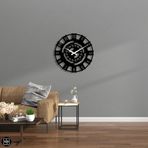 NR Dizayn (370) Mekanik Motifli Dekoratif Metal Duvar Saati 49 X 49
