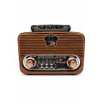 Ns-8092Bt Nostaljik Radyo Görünümlü Bluetooth,Hafıza Kartı,Usb Bellek,Aux Ve Radyo Destekli Hoparlör Açık Ahşap