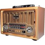 NS-8891 Orta Boy Retro, Nostaljik, Ahşap Tasarım Bluetooth Hoparlörlü, Şarjlı, Taşınabilir Fm/am Destekli Radyo - Altın