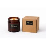 NS-era Paçuli Vanilya Bergamot Tarçın Kokulu Dekoratif Ahşap Fitil 200 ml Kutulu Hediyelik Kavanoz Mum