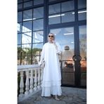 NS Moda Tesettür Safir Elbise Beyaz-Model 567