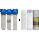 Ns Naturel Naturel Su Arıtma Atlas 10" Üçlü Daire Girişi Su Arıtma Cihazı (Ithal) Yıkanabilir + Silifoz + Blok Filtre