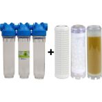 Ns Naturel Naturel Su Arıtma Atlas 10" Üçlü Daire Girişi Su Arıtma Cihazı (Ithal) Yıkanabilir + Silifoz + Reçine