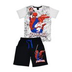 NSE COLLECTION Erkek Çocuk Beyaz Renk Spiderman Örümcek Adam T-shirt Ve Siyah Renk Şort Alt Üst 2 Parça Takım