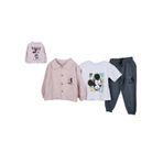 NSE Erkek Çocuk Mickey Mouse Baskılı Gömlek Ceket T-shirt ve Eşofman 3 Parça Mevsimlik Takım