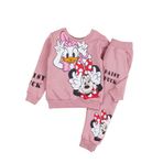 NSE Kız Çocuk Minnie Mouse ve Daisy Duck Baskılı 3 İplik Şardonlu Kışlık Sweat ve Eşofman Alt Üst Takım