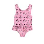 NSE Kız Çocuk Pembe Renk Minnie Mouse Desenli Dalgıç Kumaş Etekli Mayo