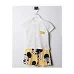 NSE Unisex Bebek & Çocuk Mickey Mouse Baskılı Pamuklu Bisiklet Yaka Beyaz T-shirt ve Şort Alt Üst Takım