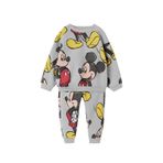 NSE Unisex Çocuk Mickey Mouse Baskılı 3 İplik Şardonsuz Sweat ve Eşofman Alt Üst Takım Dar Kalıp