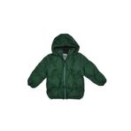 NSE Unisex Çocuk Yeşil Renk Baklava Desenli İçi Yünlü Kapüşonlu Şişme Mont