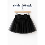 NSMLİFE Kız Çocuk Siyah Fiyonk Detaylı Tül Etek