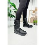 Nstil Alves Unisex Kadın - Erkek - Çocuk Kar Botu İçi Kürklü Cırt Cırtlı Kaymaz Taban Ayakkabı 802 Siyah