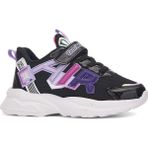 Nstil Günlük Erkek Kız Çocuk Sneaker Lastik Bağcıklı Cırtlı Hafif Nefes Alabilen Spor Ayakkabı 080 - Siyah - Lila